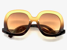 Oversized Vintage Retro Style SUNGLASSES Large Brown & Cream Frame 9189