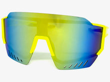Oversized Retro Sporty Wrap Around Style SUNGLASSES Large Neon Yellow Frame B0277