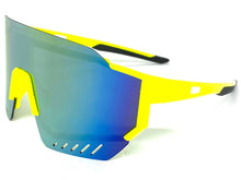 Oversized Retro Sporty Wrap Around Style SUNGLASSES Large Neon Yellow Frame B0277