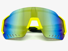 Oversized Retro Sporty Wrap Around Style SUNGLASSES Large Neon Yellow Frame B0277