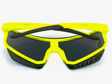 Oversized Retro Sporty Wrap Around Style SUNGLASSES Large Neon Yellow Frame B0277