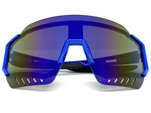 Oversized Retro Sporty Wrap Around Style SUNGLASSES Large Blue Frame B0277
