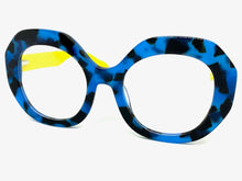 Oversized Vintage Retro Style Clear Lens EYEGLASSES Large Blue & Yellow Optical Frame - RX Capable 30187