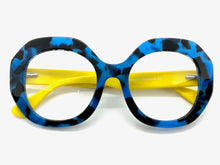 Oversized Vintage Retro Style Clear Lens EYEGLASSES Large Blue & Yellow Optical Frame - RX Capable 30187