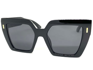Oversized Classic Vintage Retro Style SUNGLASSES Large Square Black Frame 80915