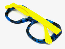 Oversized Vintage Retro Style Clear Lens EYEGLASSES Large Blue & Yellow Optical Frame - RX Capable 30187