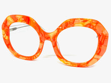 Oversized Vintage Retro Style Clear Lens EYEGLASSES Large Orange Optical Frame - RX Capable 30187