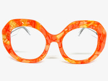 Oversized Vintage Retro Style Clear Lens EYEGLASSES Large Orange Optical Frame - RX Capable 30187