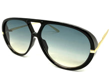 Oversized Vintage Retro Aviator Style SUNGLASSES Large Black & Gold Frame 26008