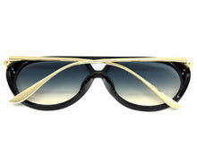 Oversized Vintage Retro Aviator Style SUNGLASSES Large Black & Gold Frame 26008
