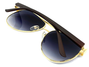 Classy Elegant Sophisticated Luxury Retro Aviator Style SUNGLASSES Gold & Wooden Frame 2112