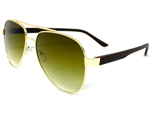 Classy Elegant Sophisticated Luxury Retro Aviator Style SUNGLASSES Gold & Wooden Frame 2112