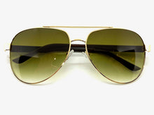 Classy Elegant Sophisticated Luxury Retro Aviator Style SUNGLASSES Gold & Wooden Frame 2112