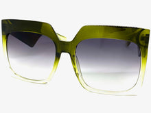 Oversized Classic Vintage Retro Style SUNGLASSES Large Square Green Frame 80914