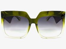 Oversized Classic Vintage Retro Style SUNGLASSES Large Square Green Frame 80914