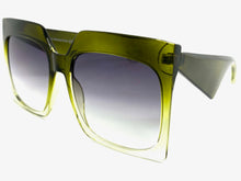 Oversized Classic Vintage Retro Style SUNGLASSES Large Square Green Frame 80914