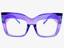 Oversized Exaggerated Vintage Retro Style Clear Lens EYEGLASSES Large Violet Optical Frame - RX Capable 13089
