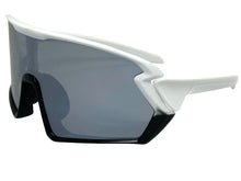 Oversized Retro Sporty Wrap Around Style SUNGLASSES Large White & Black Frame B0276