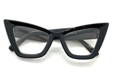 Oversized Exaggerated Retro Cat Eye Clear Lens EYEGLASSES Large Thick Black Optical Frame - RX Capable M459