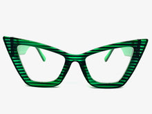 Oversized Exaggerated Retro Cat Eye Clear Lens EYEGLASSES Large Thick Green Optical Frame - RX Capable M459