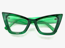 Oversized Exaggerated Retro Cat Eye Clear Lens EYEGLASSES Large Thick Green Optical Frame - RX Capable M459