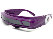 Space Futuristic Robotic Cyclops Shield Costume Party SUNGLASSES Purple Frame ST110
