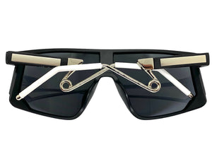 Oversized Retro Sporty Wrap Around Style SUNGLASSES Large Black Frame B0273