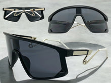 Oversized Retro Sporty Wrap Around Style SUNGLASSES Large Black Frame B0273