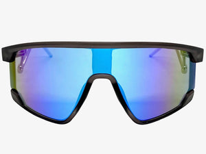 Oversized Retro Sporty Wrap Around Style SUNGLASSES Large Gray Frame B0273