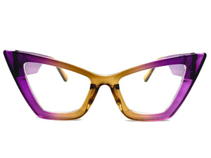 Oversized Exaggerated Retro Cat Eye Clear Lens EYEGLASSES Large Thick Purple Optical Frame - RX Capable M459