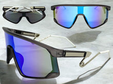 Oversized Retro Sporty Wrap Around Style SUNGLASSES Large Gray Frame B0273