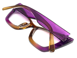 Oversized Exaggerated Retro Cat Eye Clear Lens EYEGLASSES Large Thick Purple Optical Frame - RX Capable M459