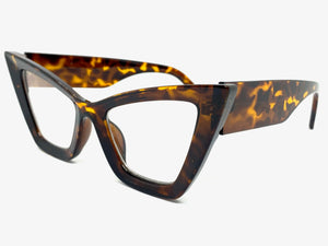 Oversized Exaggerated Retro Cat Eye Clear Lens EYEGLASSES Large Thick Tortoise Optical Frame - RX Capable M459