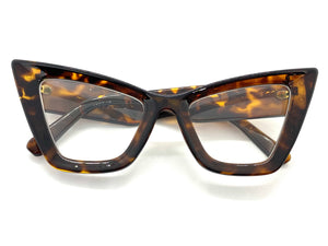 Oversized Exaggerated Retro Cat Eye Clear Lens EYEGLASSES Large Thick Tortoise Optical Frame - RX Capable M459