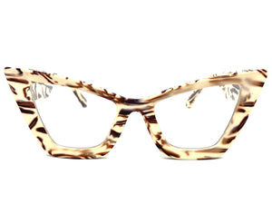 Oversized Exaggerated Retro Cat Eye Clear Lens EYEGLASSES Large Thick Cream Optical Frame - RX Capable M459