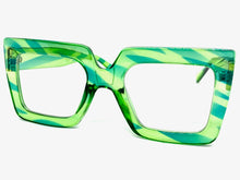 Oversized Vintage Retro Style Clear Lens EYEGLASSES Large Green Optical Frame - RX Capable 1256