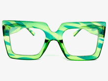 Oversized Vintage Retro Style Clear Lens EYEGLASSES Large Green Optical Frame - RX Capable 1256