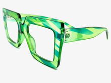 Oversized Vintage Retro Style Clear Lens EYEGLASSES Large Green Optical Frame - RX Capable 1256