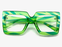 Oversized Vintage Retro Style Clear Lens EYEGLASSES Large Green Optical Frame - RX Capable 1256