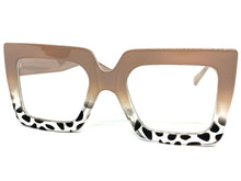 Oversized Vintage Retro Style Clear Lens EYEGLASSES Large Beige Optical Frame - RX Capable 1256