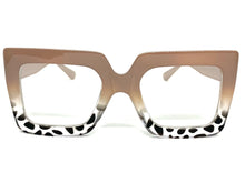 Oversized Vintage Retro Style Clear Lens EYEGLASSES Large Beige Optical Frame - RX Capable 1256