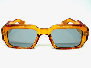 Classic Vintage Retro Style SUNGLASSES Thick Square Orange Frame - Gray Lens 74002