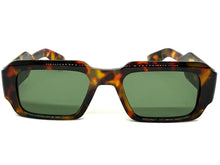 Classic Vintage Retro Style SUNGLASSES Thick Square Tortoise Frame - Green Lens 74002