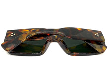 Classic Vintage Retro Style SUNGLASSES Thick Square Tortoise Frame - Green Lens 74002