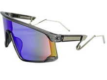 Oversized Retro Sporty Wrap Around Style SUNGLASSES Large Gray Frame B0273