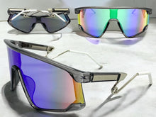 Oversized Retro Sporty Wrap Around Style SUNGLASSES Large Gray Frame B0273