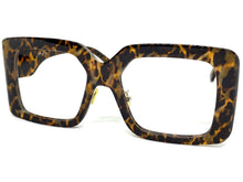 Classic Vintage Retro Style Large Square Leopard Lensless Eye Glasses- Frame Only NO Lens 2036
