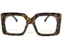 Classic Vintage Retro Style Large Square Leopard Lensless Eye Glasses- Frame Only NO Lens 2036