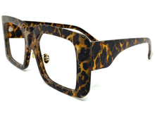 Classic Vintage Retro Style Large Square Leopard Lensless Eye Glasses- Frame Only NO Lens 2036