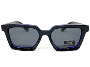 Classic Biker Gangster Hardcore LOCS SUNGLASSES Square Black & Blue Frame 91211